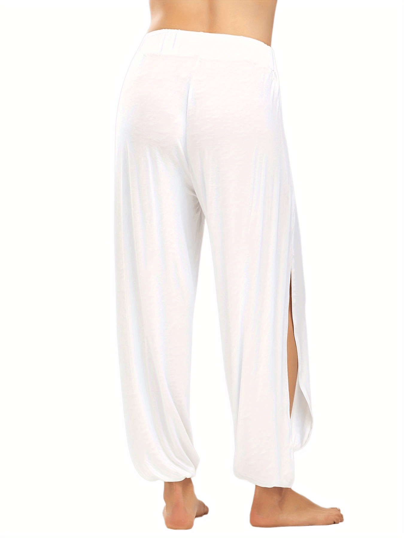 Solid Split Pants Sexy Elastic Waist Long Length Summer Pants Women's Clothing