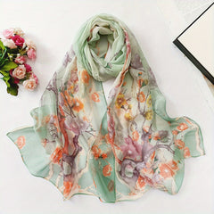 Soft Chiffon Scarf Breathable Printed Shawl Wrap Travel Sunscreen Scarf