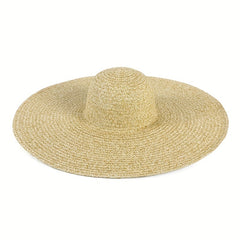 Oversized Wide Brim Sun Hat Khaki French Style Straw Hats UV Protection