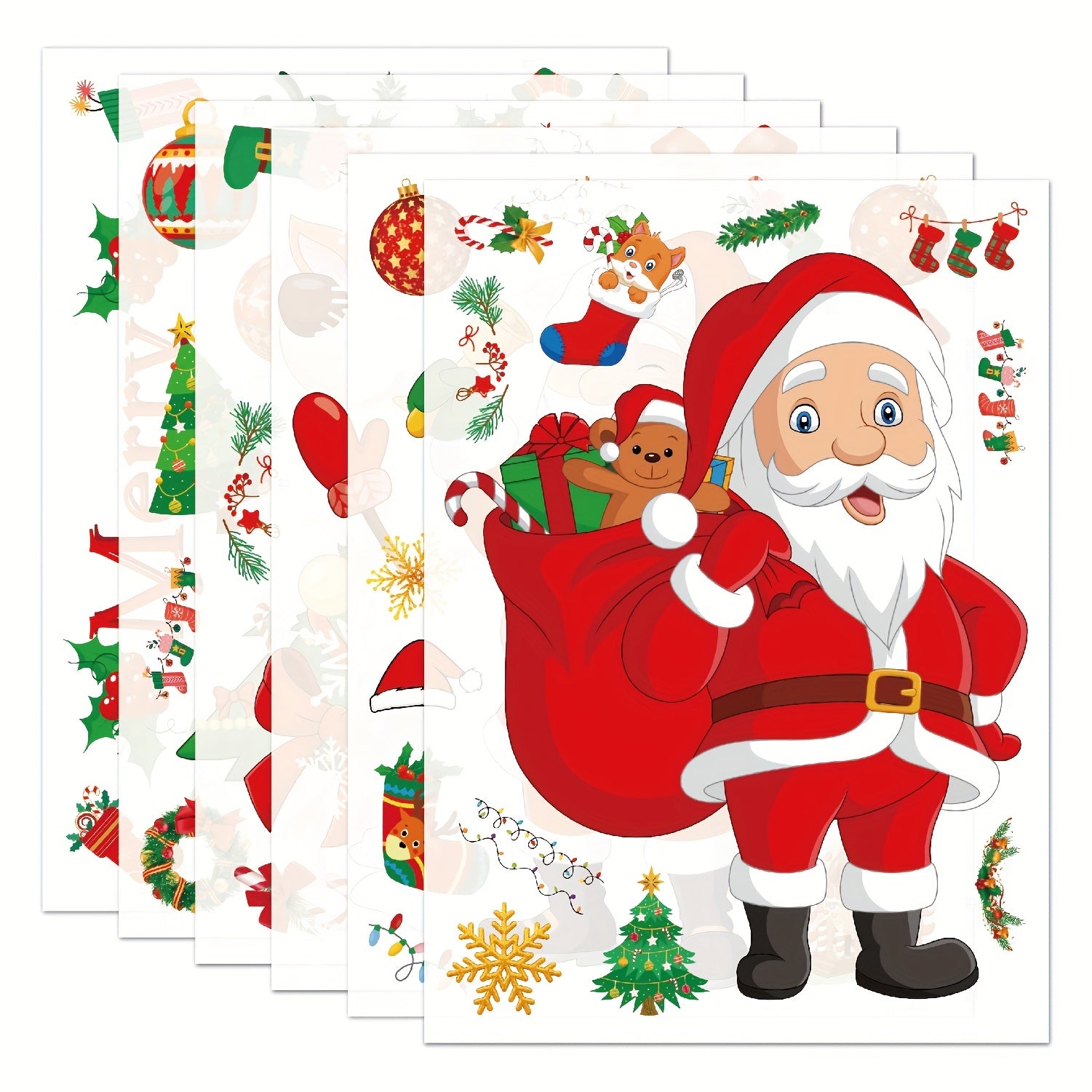 6pcs Christmas Window Stickers - Self-adhesive Holiday Wall Decorations