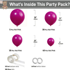 Hot Pink Balloons Garland Kit 105pcs Dark Fuschia Pink Balloon