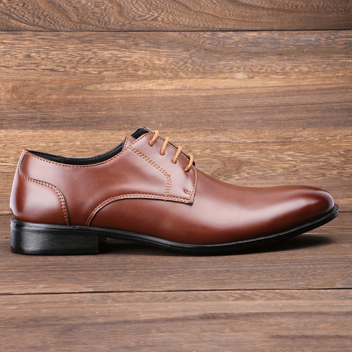 Men's Almond Toe Derby Shoes Lace up Front Dress Shoes
