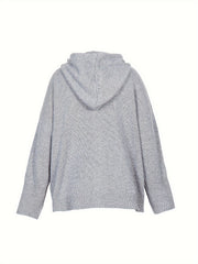 Solid Button Up Hoodie Drawstring Long Sleeve Jumper