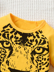 Boys Leopard Casual Outfit T shirt & Shorts Set Summer Kids Clothes