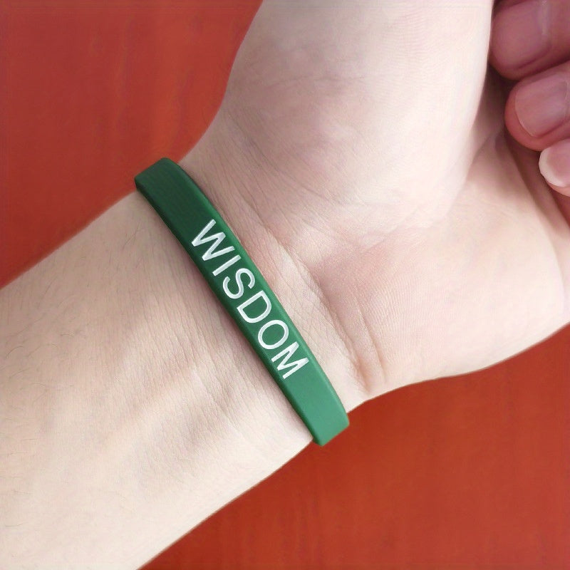 Sporty Silicone Bracelet with Bold Letter Graphics