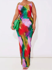 Tie Dye Cowl Neck Bodycon Maxi Dress