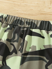 Boys Camo Dino Outfit Shorts & T shirt Crew Neck Casual Summer Clothes