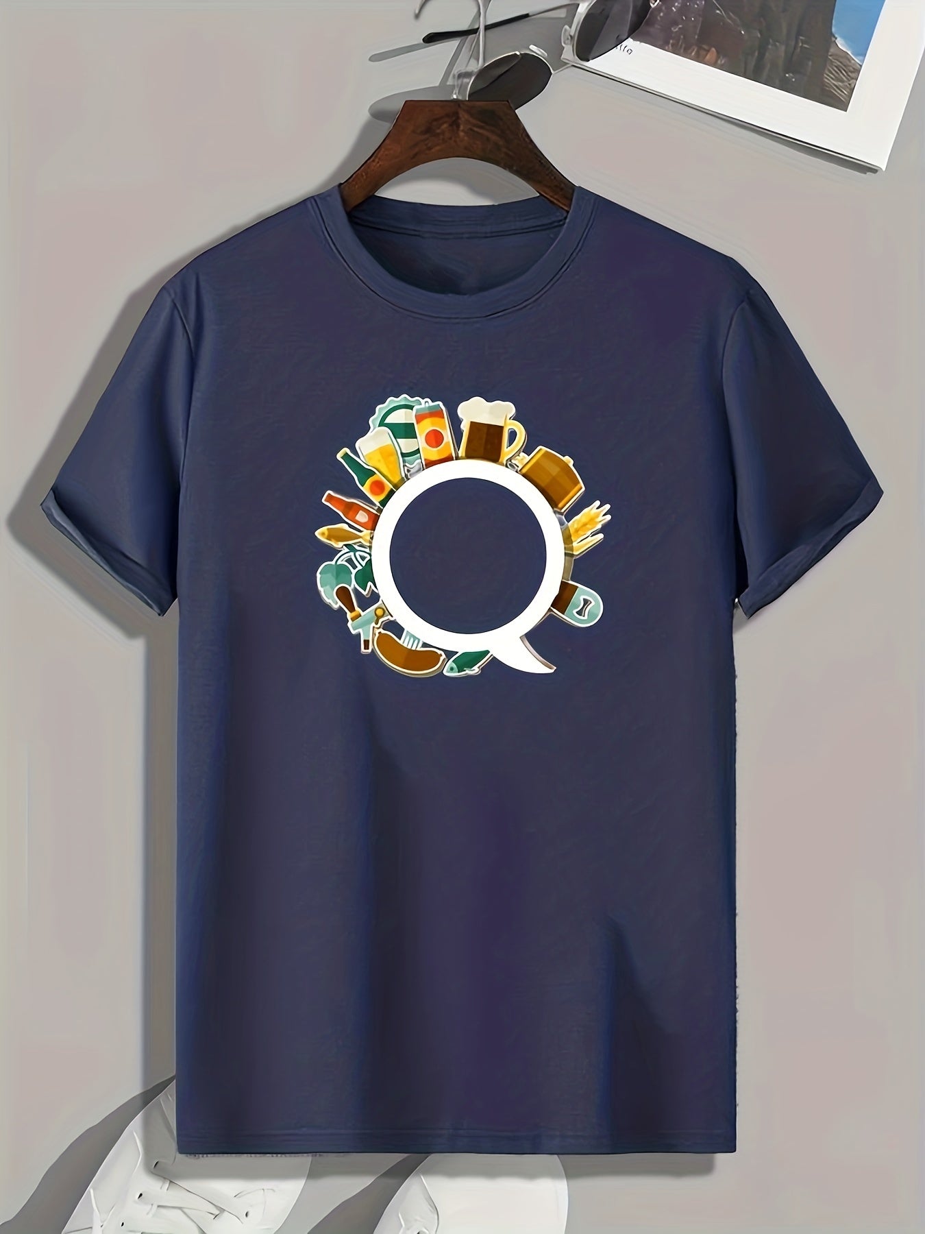 Drinks Circle Print Men's Graphic T shirt Casual Comfy Tees
