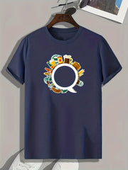 Drinks Circle Print Men's Graphic T shirt Casual Comfy Tees