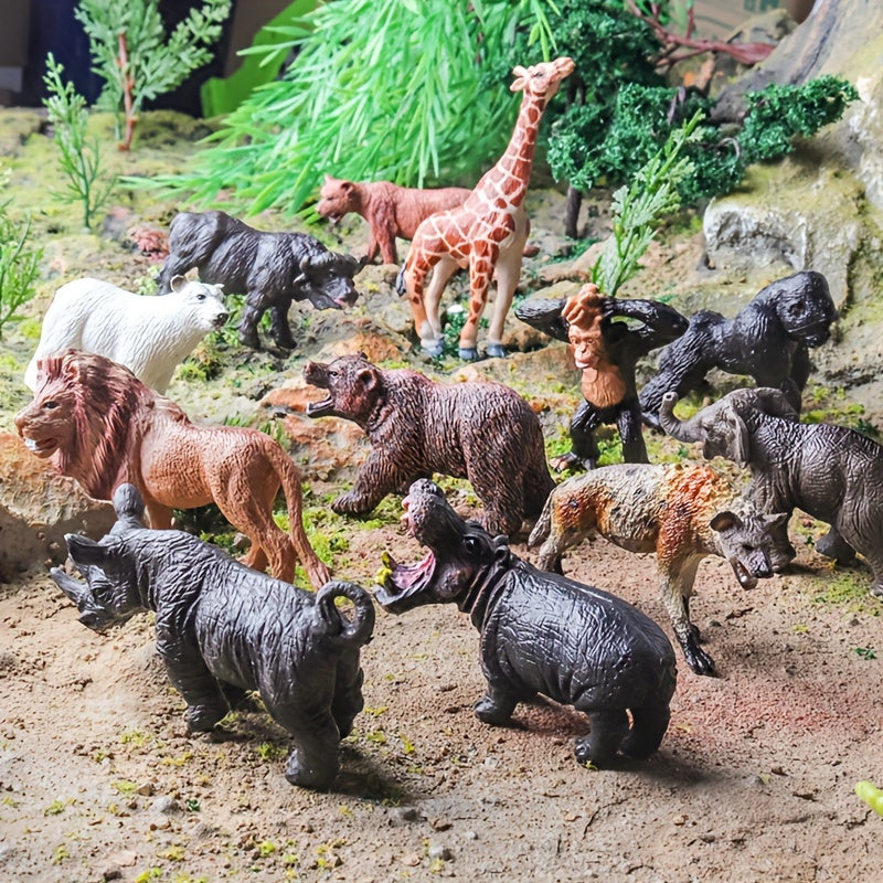 12pcs Wildlife Action Dolls Set Animal Figures Party Favors & Educational Mo