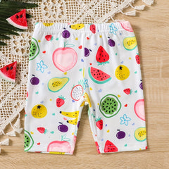 Toddler Girls Fruit Graphic Elastic Waist Casual Sports Biker Shorts