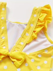Girls' Polka Dot & Bowtie Swimsuit 3-10y