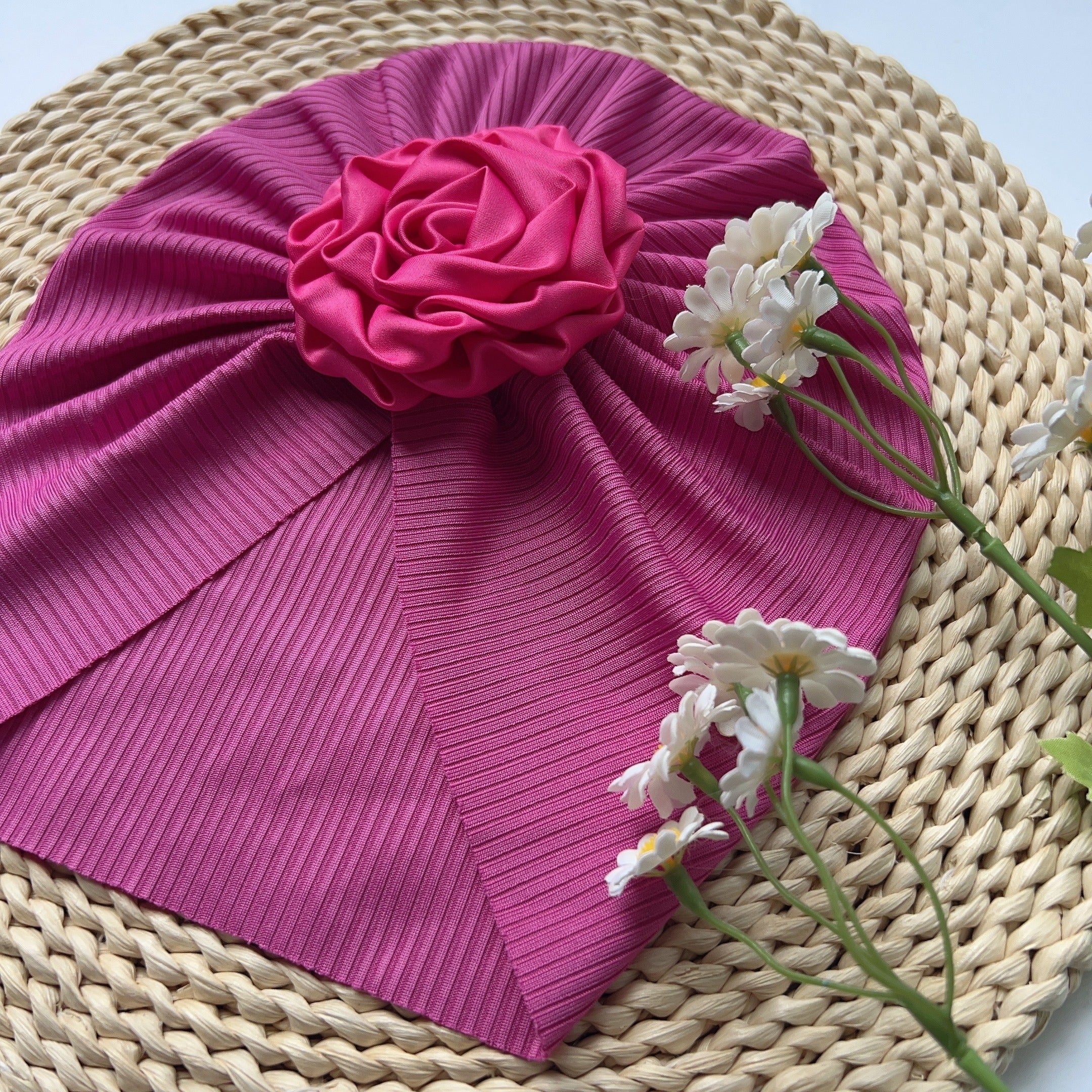 Baby Girls Flowers Decor Cap Soft Hair Wrap Head Accessories