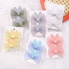 2pcs Mesh Bow Bunny Hair Clips for Baby Girls