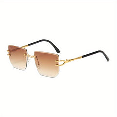 Square Rimless Sunglasses with Marine Lenses