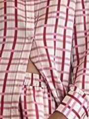 Women's Plus Plaid Button Up Shirt & Wide Leg Pants Set
