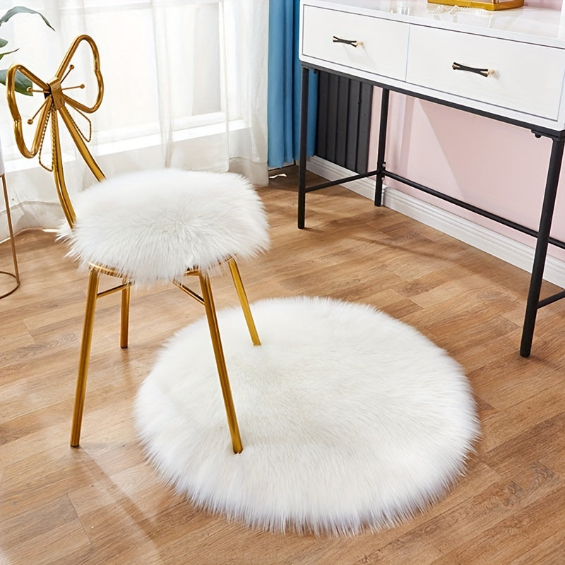 Soft Faux Wool Rug Round Chair Seat Cushion for Desk Chair or Office Chair