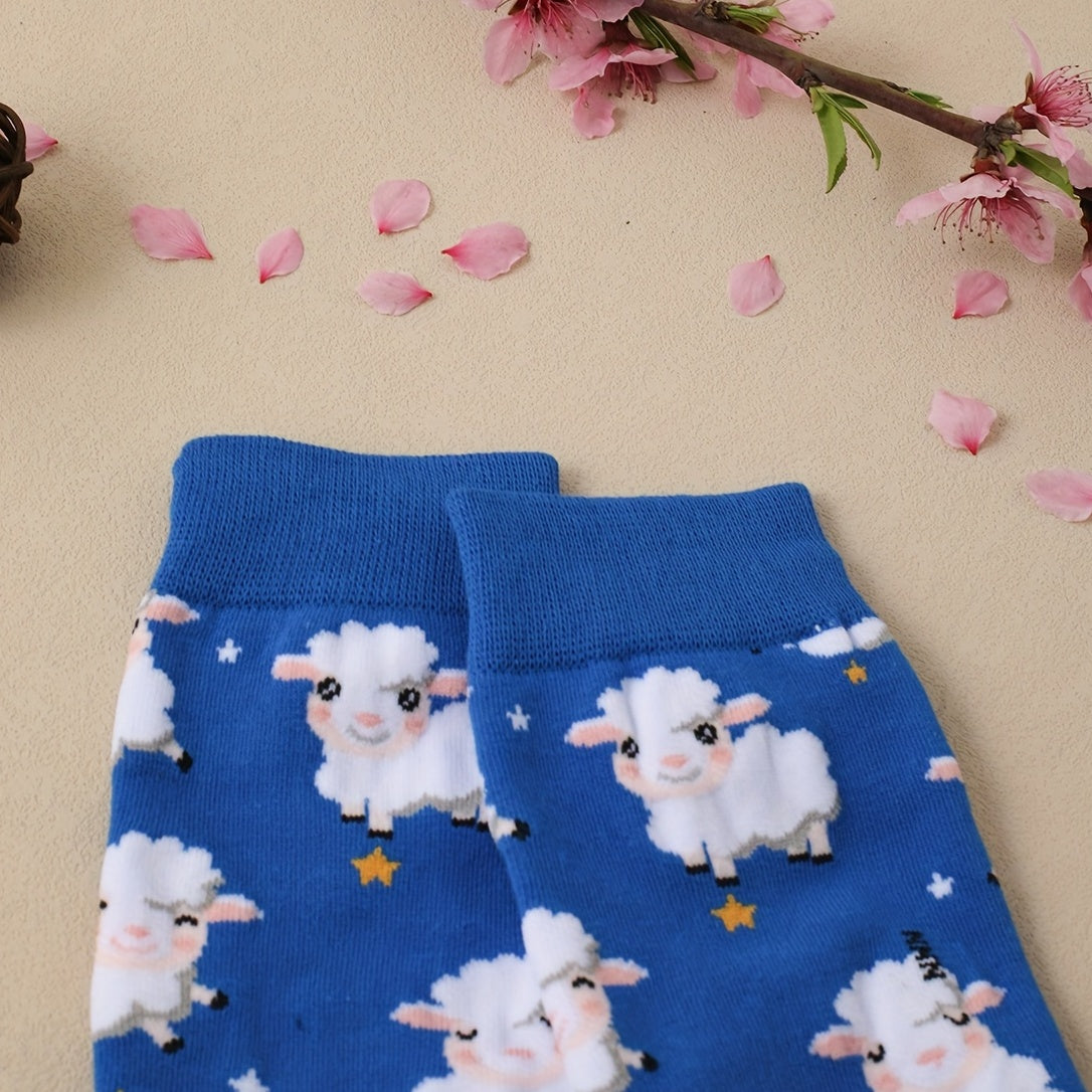 Cartoon Sheep Print Socks Women's Stockings