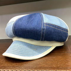 Denim Patchwork Newsboy Hat Classic 8 Panels Cap Unisex Octagonal Cap
