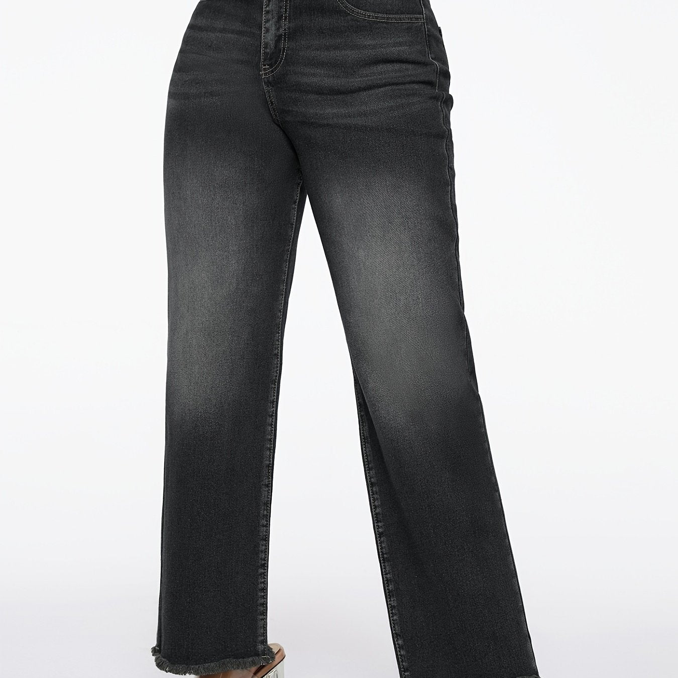 High Waist Straight Loose Boyfriend Jeans Water Ripple Embossed Crotch