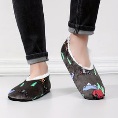 Men's Graphic Plush Cozy House Slippers Anti-skid Slip-on Shoes