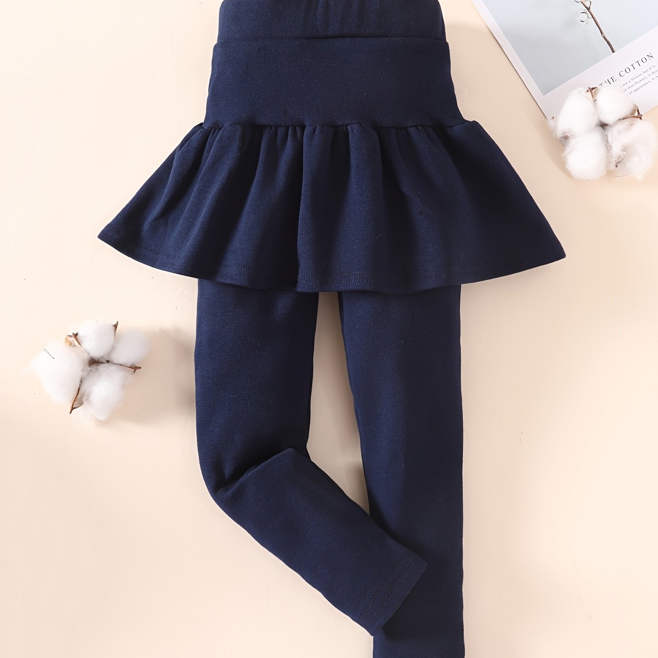 Toddler Girls Fleece-Lined Leggings with Ruffled Skirt
