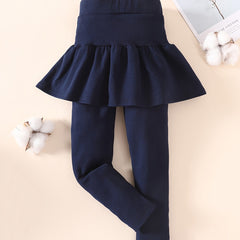 Toddler Girls Fleece-Lined Leggings with Ruffled Skirt