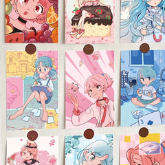 10pcs Cartoon Girl Postcards for Bedroom Wall Decor