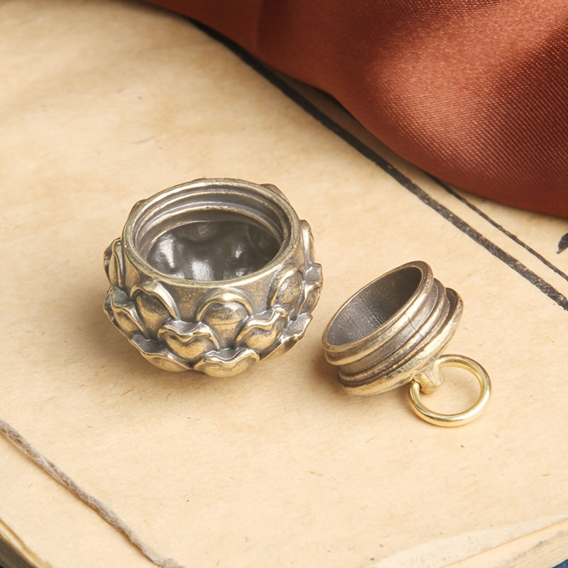 Mini Brass Lotus Incense Holder Key Chain for Car and Backpack
