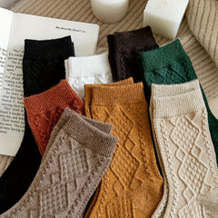Argyle Textured Socks Comfy & Soft Mid Tube Women's Stockings