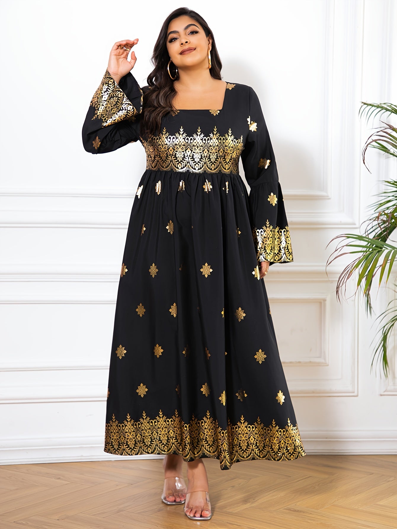 Floral Print Long Sleeve Maxi Dress