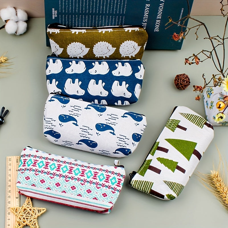 Creative Forest Pencil Bag Floral Canvas Student Pencil Bag