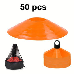 50pcs Soccer Cones w/ Carry Bag & Holder for Sports Training Practice