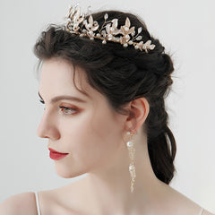 Rose Golden Crystal Bridal Tiara Wedding Hair Accessory