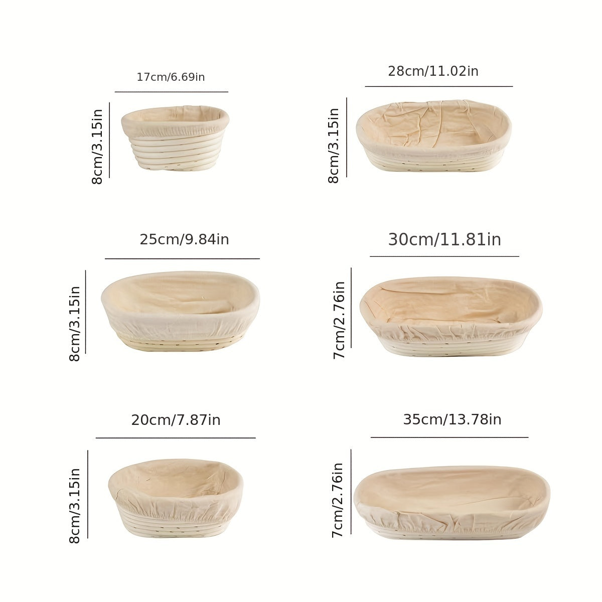 Bread Proofing Basket Oval Cane With Bread Lame and Linen Liner