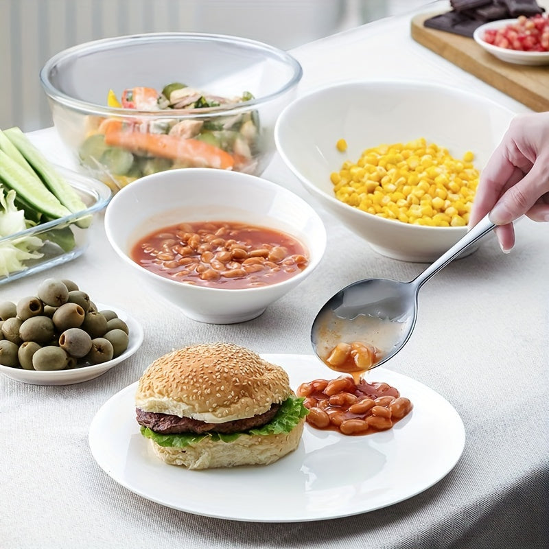 6 Piece Service Spoon Set Small Public Spoons Stainless Steel Modern Tableware
