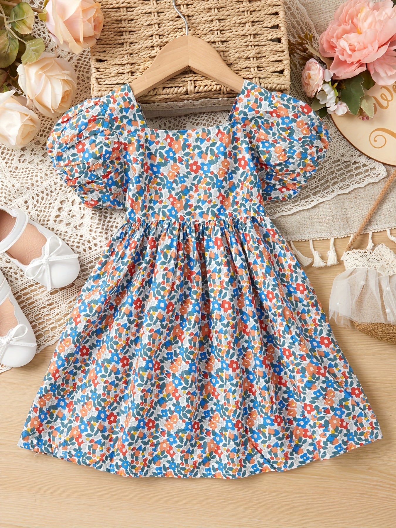 Toddler Girls Floral Princess Dress For Party Kids Summer Clothes