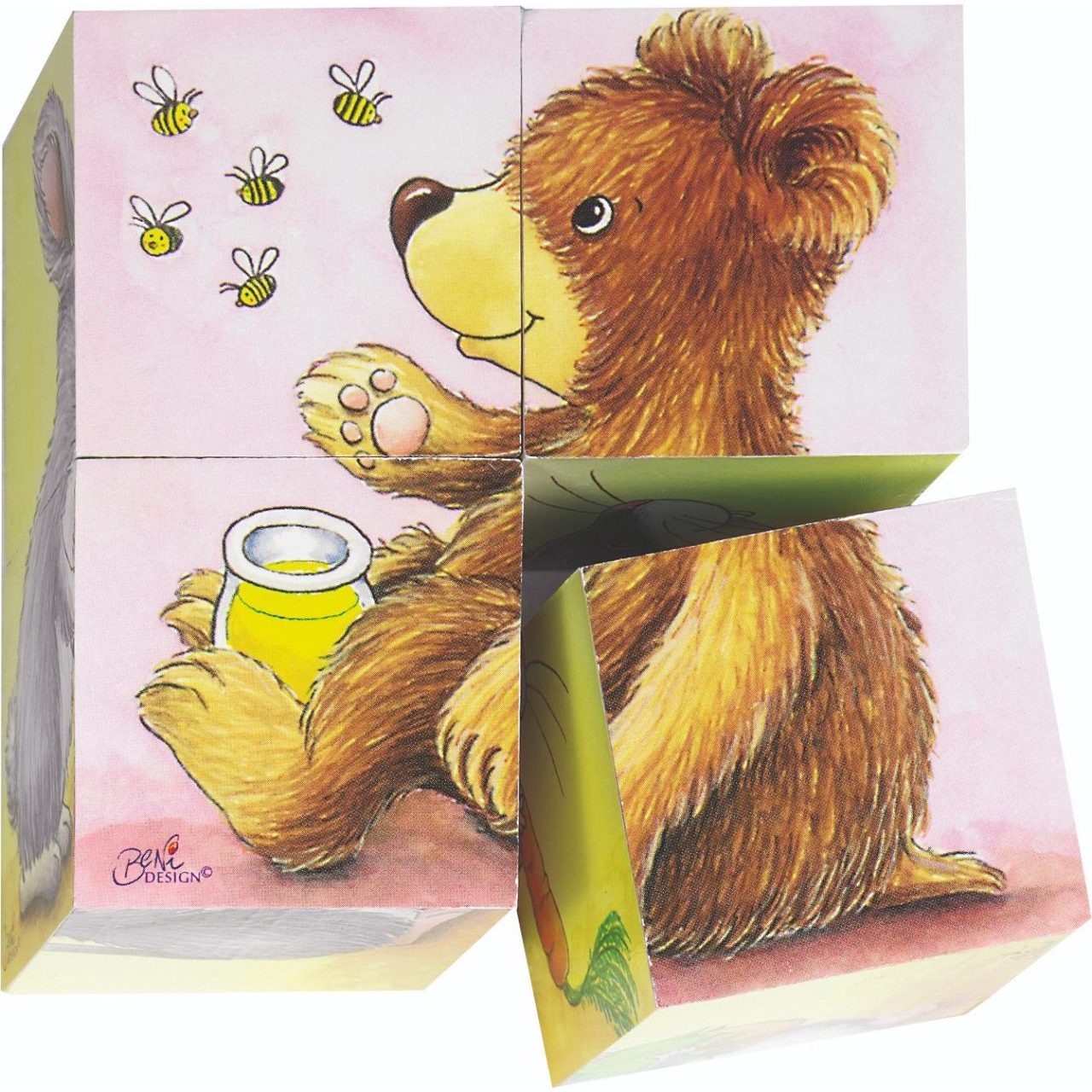 Baby Animals 4 Cube Puzzle Toy for Kids