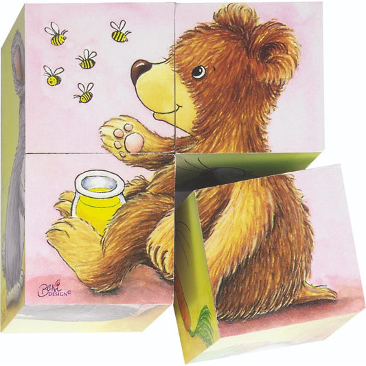 Baby Animals 4 Cube Puzzle Toy for Kids