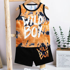 Toddler Boys Tank Top & Shorts WILD BOY Print Baby Kids Clothes Summer