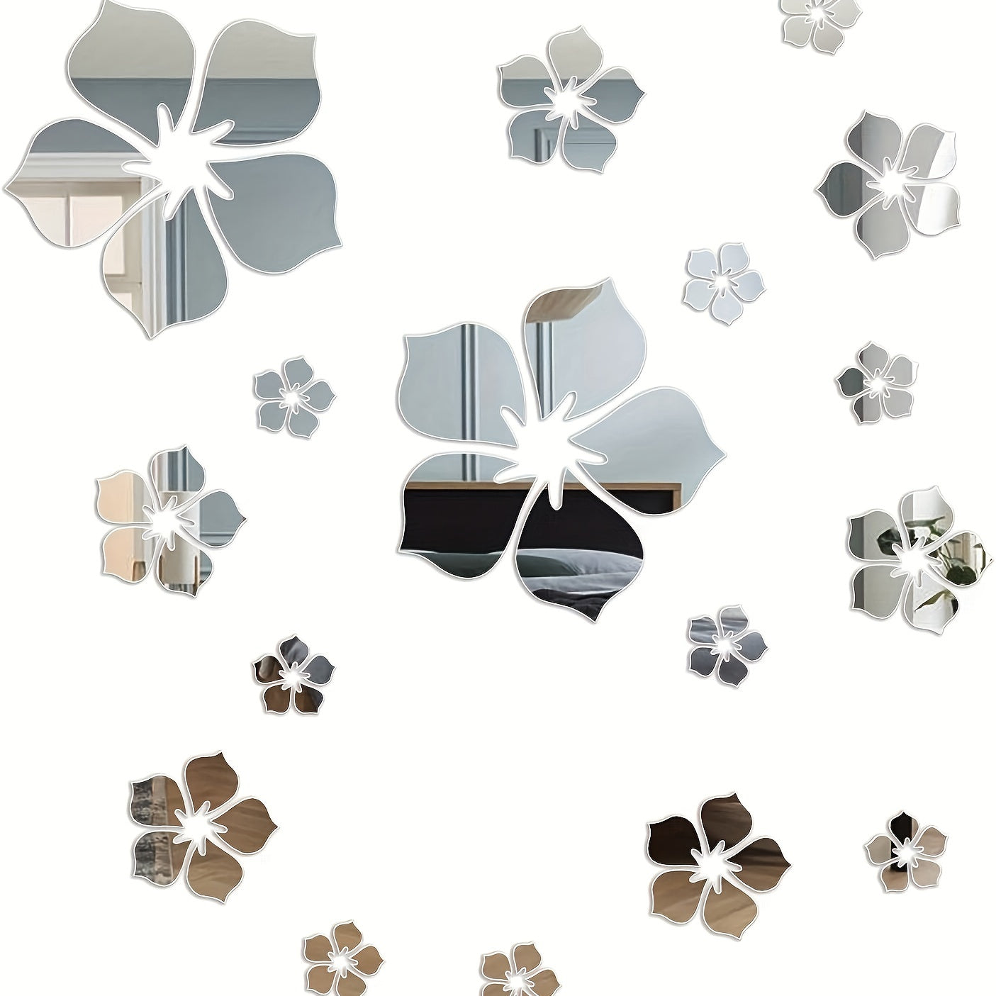 3D Flower DIY Wall Decoration Silvery
