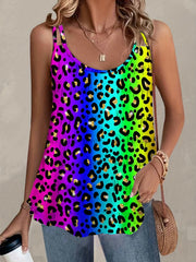 Ombre Leopard Print Tank Top Medium Stretch