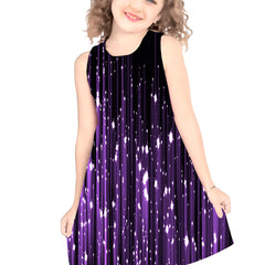 Girls' Digital Print Sleeveless A Line Dress for Spring Summer