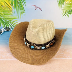 Casual Sunshade Straw Hat for Spring Summer Travel Unisex