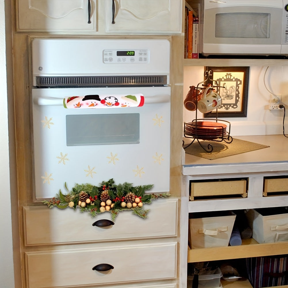 3pcs Snowman Christmas Fridge Handle Covers Kitchen Appliance Protector