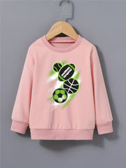 Ball Print Boys Pullover Sweatshirt Long Sleeve Crew Neck Tops Kids Clothing