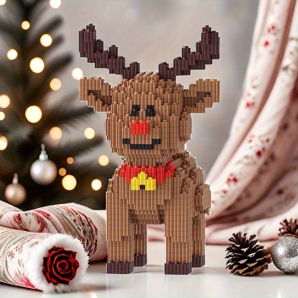 Christmas Reindeer Building Blocks Set DIY Craft Toy for Adults and Teens
