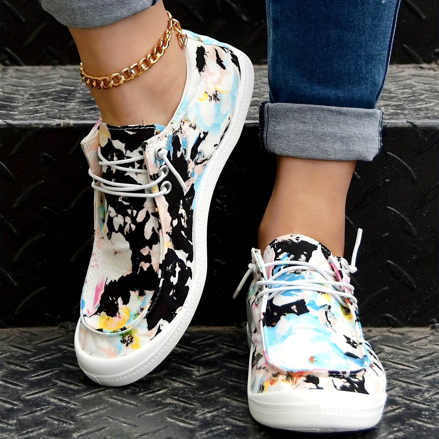 Tie Dye Skate Shoes Women's Casual Lightweight Walking Shoes