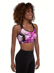 Floral Print Racer Back High Support Plus Size Sports Bra