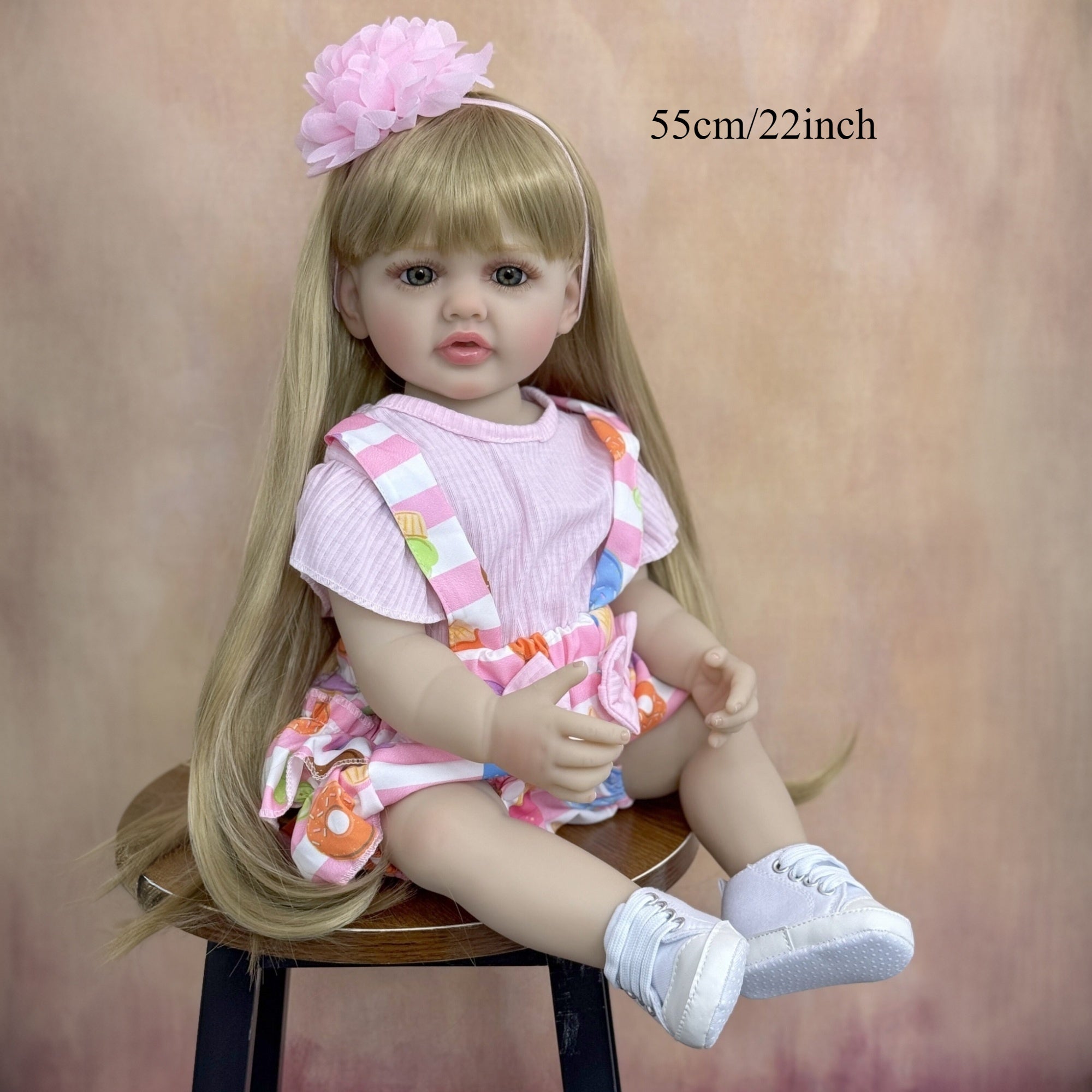 22in Reborn Baby Full Body Vinyl Newborn Girl Blonde Hair Princess Toddler